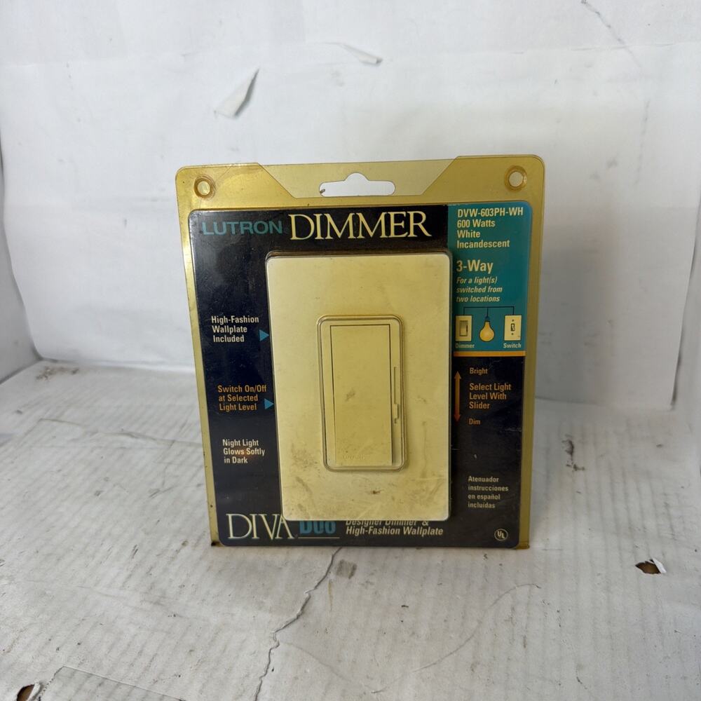 Lutron New Contemporary DVW-603PH-WH Eco-Dim Incand. Halogen 3-Way Dimmer White